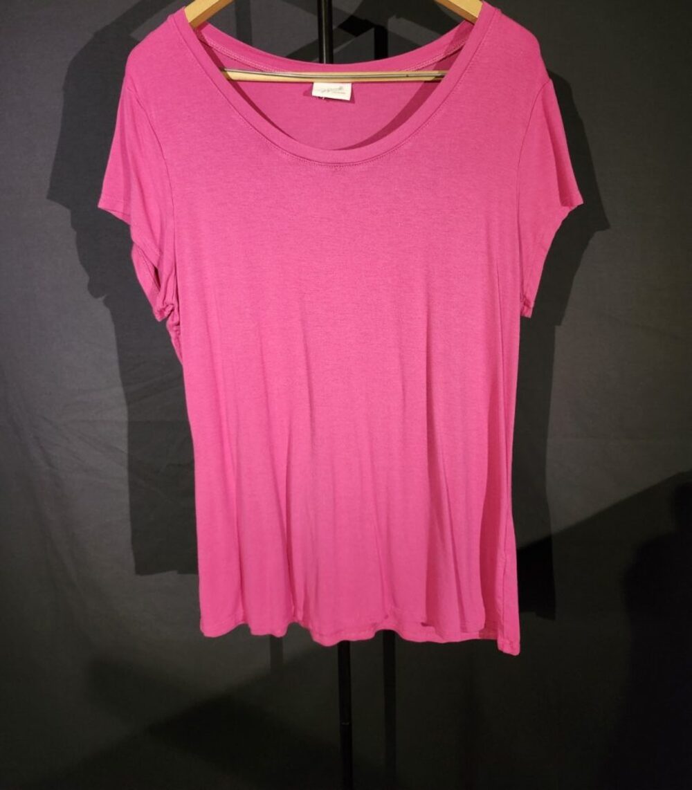 Jaclyn Smith Women’s Pink Solid Scoop Neck T-Shirt L Knit 0127